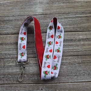I Love Books Teachers Lanyard, Librarian Lanyard, Book Worm Lanyard, Librarian Gift, Custom Lanyard, Teachers Lanyard, Key Holder