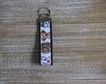 Puppy Dog Keychain, Keychains for Women, Gifts for Her, Wrist Lanyard, Custom Key Fob, Keychain Wristlet, Keychain for Woman, Accessory