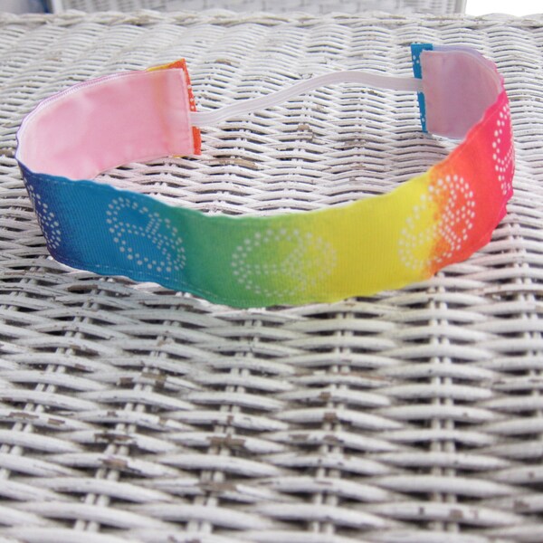 Bandeau Rainbow Peace - Bandeau large pour filles - Bandeau pour filles - Bandeau pour femmes - Bandeau pour adultes - Bandeau sans glissement - Bandes de cheveux