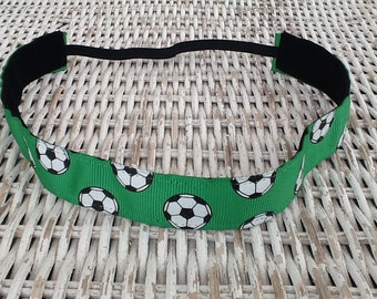グリーンサッカーヘッドバンド、スポーツヘッドバンド、女の子用ヘッドバンド、女性用ヘッドバンド、調節可能なヘッドバンド、サッカーチームヘッドバンド、サッカーギフト