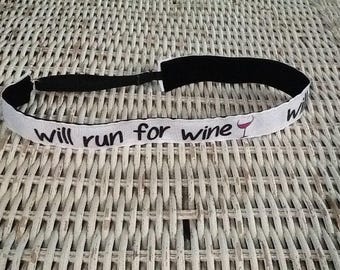 Diadema "Correré por el vino" - Diadema para correr - Diadema para mujer - Diadema para corredores - Regalo para correr - Regalo de vino - Diadema para adultos - Banda para el cabello