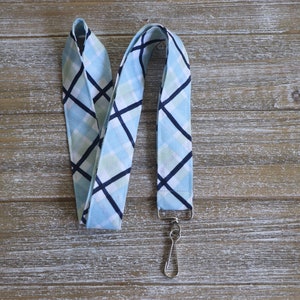 Blue Plaid Lanyard,  Lanyard for Teachers , Lanyard Necklace, Badge Lanyard, Nurses Lanyard, Fabric Lanyard, Gifts for Women, Accessory