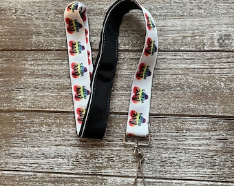 Cordón Love Wins, cordón LGBTQ, cordón personalizado, cordón para profesores, porta credencial, llavero, regalo arcoíris, cordón para el cuello, cordón para enfermeras
