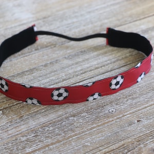 Red Soccer Headband, Headbands for Women, Hair Bands for Girls, Soccer Gift, Sports Headband,  Fitness Hair Bands, Sweat Bands, Accessories