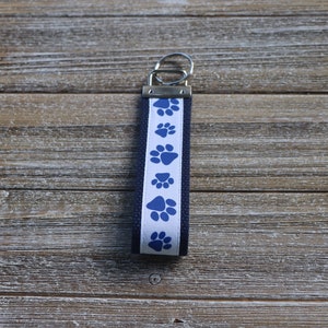 Blue Paw Print Keychain, Sports Key Fobs, Keychains for Women, Gifts for Women, Best Teacher gifts,  Wristlet Keychain,  Gifts for Her