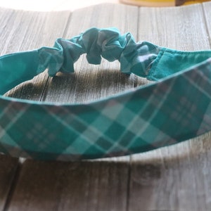 Turquoise Plaid Reversible Headband, Headband for Women, Gifts for Girls, No Slip Headband, Boho Headband, Yoga Headband, Hair Bands