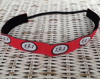 Red Half Marathon Headband - Running Headband - Headband for Women - Sports Headband - Workout Headband -Gifts for Runner - Hair Bands