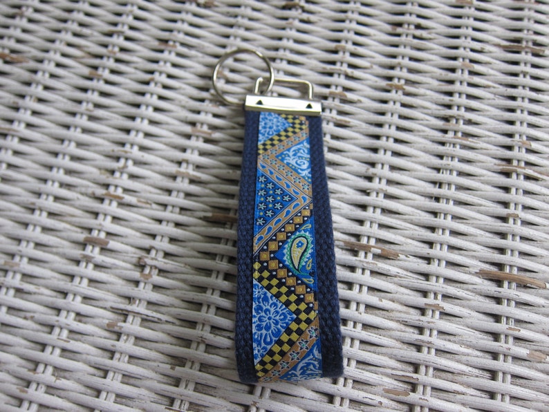 Blue Paisley Keychains, Paisley Key Fob, Keychains for Women, Keychains for Girls, Best Teacher Gifts, Gifts for Women, Paisley Key Fob image 1