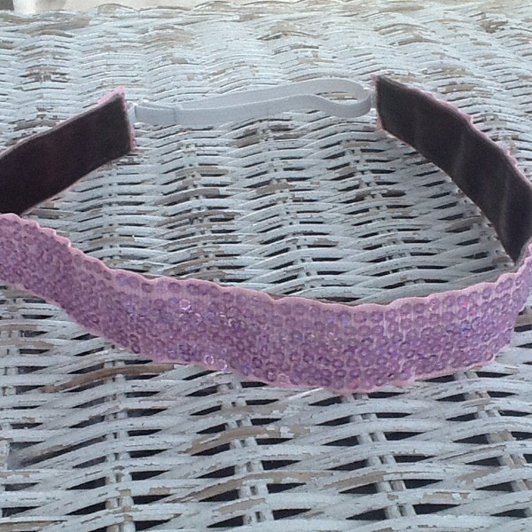 Pink Sequin Headband, Womens Headband, Sports Headband,Running Headband, Adjustable Headband, Yoga Headband, Kids headband, Girls Headband