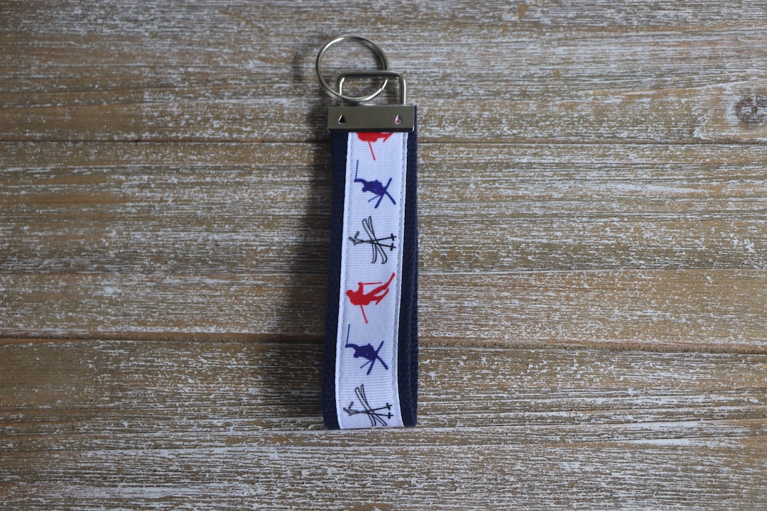 Snow Skiing Keychain Custom Keychain Wristlet Keychain Etsy