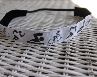 Diadema de triatlón blanca, diadema para nadar en bicicleta, diadema deportiva, regalo de triatlón, diadema sin deslizamiento, diadema para adultos, diadema para mujeres