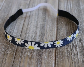 Blauwe Daisy hoofdband - meisjes bloem hoofdband - geen slip hoofdband - sporthoofdband - hoofdband voor meisjes - hoofdband voor vrouwen - haarbanden