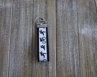 White Triathlon Keychain, Swim Bike Run Key Fob, Wristlet Keychain, Keychains for Women, Triathlon Gift,  Gifts for Women,  Accessory