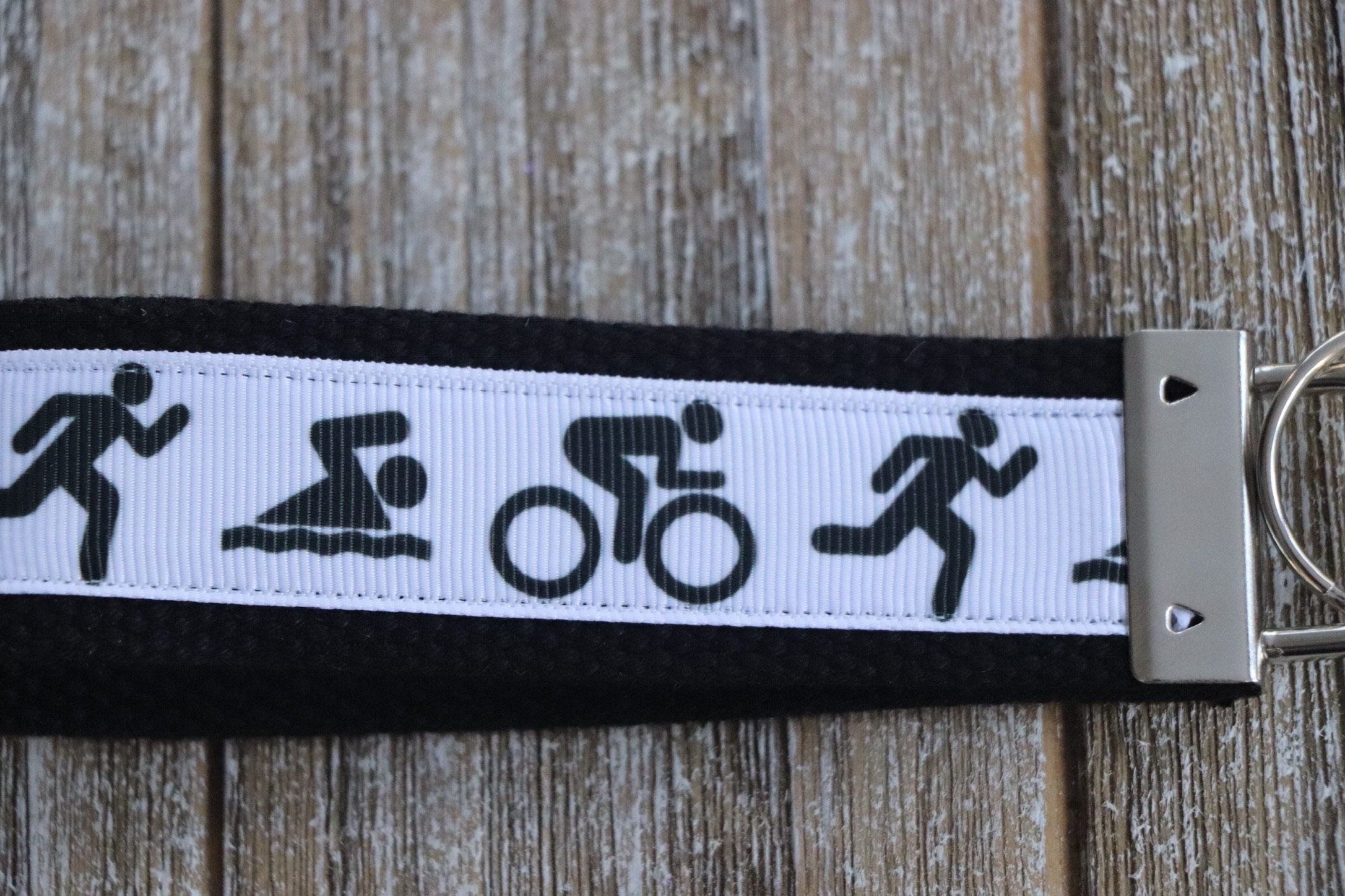 White Triathlon Keychain Swim Bike Run Key Fob Wristlet Etsy