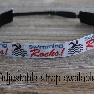 Schwimmen Rocks Stirnband, Stirnband für Frauen, Stirnband für Mädchen, No Slip Stirnband, Sport Stirnband, Verstellbares Stirnband, Haarbänder