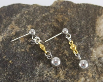 Light and minimalist earrings, gold and silver in stainless steel, Birthday gift, To wear every day, Christmas gift