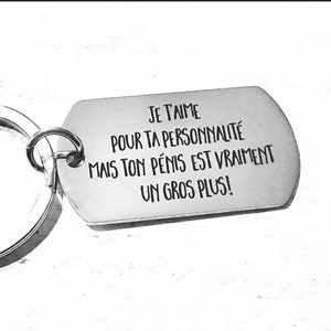 Key ring I love you for your personality..., Lover, Husband, for Men, Humorous gift, Ideal gift for Christmas stocking image 1