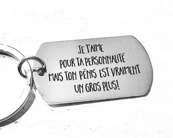 Key ring I love you for your personality..., Lover, Husband, for Men, Humorous gift, Ideal gift for Christmas stocking