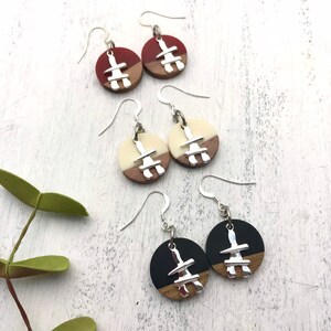 Inukshuk earrings, Wood and resin, Rustic, Light earrings, For nature lover, Boho chic, Christmas gift image 1