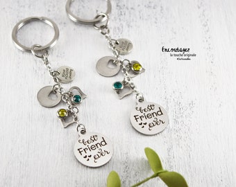 Best friends key ring, Best Friends, BFF, Best Friend Ever, Birthstone, Semi-precious, Friendship gift, For friends, x2