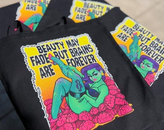 Brains are forever black  tote bag