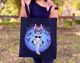 Batty black tote bag