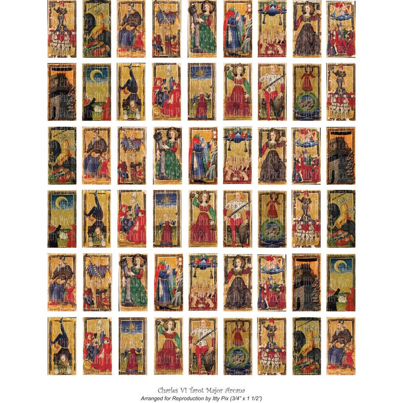Digital Collage Sheet Tarot Charles VI .75 X 1.5 Inch Etsy
