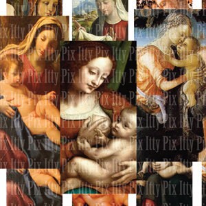 Meer Maagd Maria - Madonna digitaal collageblad - 1x2 inch rechthoekige digitale collage - domino collageblad - Instant Download