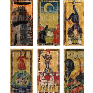 Hoja de collage de tarot - Carlos VI -1x2 pulgadas - Hoja de collage de dominó - Descarga instantánea