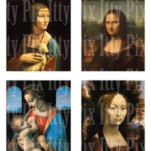 Digital Collage Sheet - Leonardo da Vinci digital collage sheet  - .75&quot; x .83&quot; - scrabble tile collage