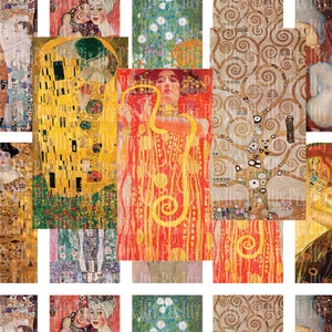 Klimt digital collage sheet - 1x2 inch rectangle digital collage - domino collage sheet - Instant Download