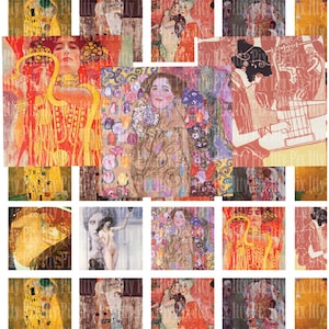 Digital Collage Sheet - Klimt digital collage sheet - 1 inch square - Inchies - Instant Download