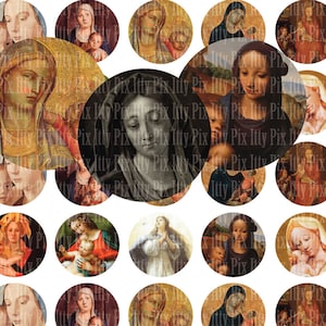 Virgin Mary - Madonna digital collage sheet - 1/2 inch circle digital collage - Instant Download