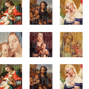Digital Collage Sheet - Madonna - Virgin Mary digital collage sheet  - .75&quot; x .83&quot; - scrabble tile collage