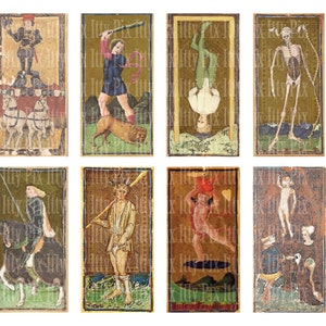 Tarot Collage Sheet - Visconti -1x2 inch - Domino Collage Sheet - Instant Download