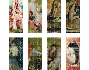 Hieronymus Bosch Digital Collage Sheet - 1 x 3 inch rectangle digital collage - microscope slide collage sheet - Instant Download