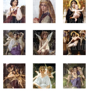 Digital Collage Sheet - Bouguereau digital collage sheet  - .75&quot; x .83&quot; - scrabble tile collage