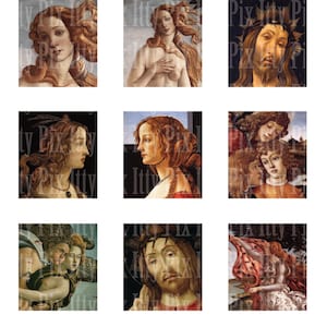 Digital Collage Sheet - Botticelli digital collage sheet  - .75&quot; x .83&quot; - scrabble tile collage - Birth of Venus