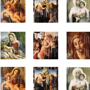 More Virgin Mary digital collage sheet - Madonna - .75&quot; x .83&quot; - scrabble tile collage
