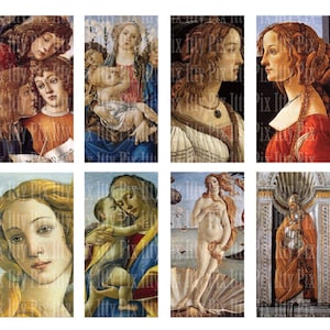 Botticelli Digital Collage Sheet -1x2 inch - Domino Collage Sheet - The Birth of Venus - Instant Download