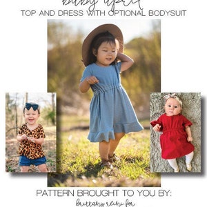 Baby April Top and Dress with Optional Bodysuit PDF Sewing Pattern Sizes Newborn-18/24 Months