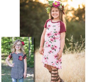 Girls Nina Swing Top, Tunic & Dress PDF Sewing Pattern instant download Sizes 1/2-14