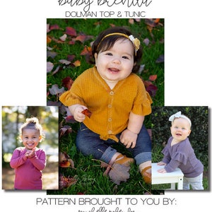 Baby Brenda Dolman Top & Tunic PDF Pattern size Newborn -24 months