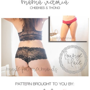 Women's Lounge & Lace Collection: Victoria Cheekies and Thong PDF Sewing Pattern