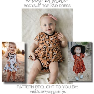 Baby Blythe Babydoll Bodysuit, Top & Dress PDF Sewing Pattern Sizes Newborn-18/24 Months
