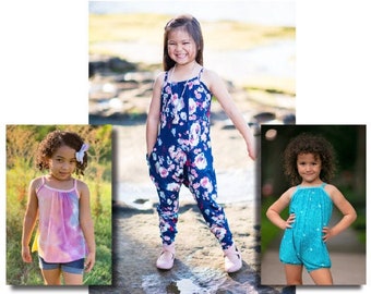 Youth Willow Romper, Crop, Top & Dress PDF Sewing Pattern 1/2- 14