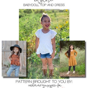 Youth Blythe Babydoll Top & Dress PDF Sewing Pattern 1/2- 14