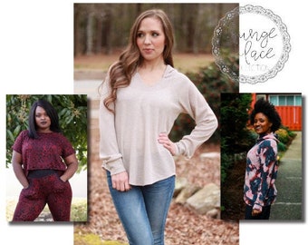 Lounge & Lace Collection- Adult Rory Raglan PDF Sewing Pattern
