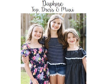 Daphne Top, Dress & Maxi PDF Sewing Pattern 1/2- 14