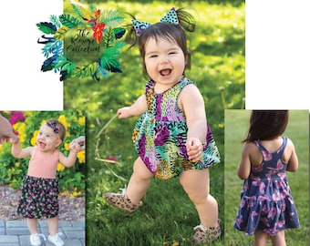 Resort Collection: Baby Aria Racerback Romper, Top & Dress PDF Sewing Pattern Sizes Newborn-18/24 Months